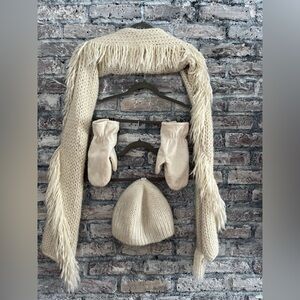 Cozy Cream Knit Scarf, Hat, and Mittens Set price for all. Smoke & pet free